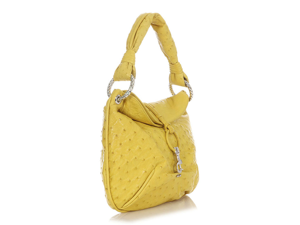 Bottega Veneta Yellow Ostrich Shoulder Bag