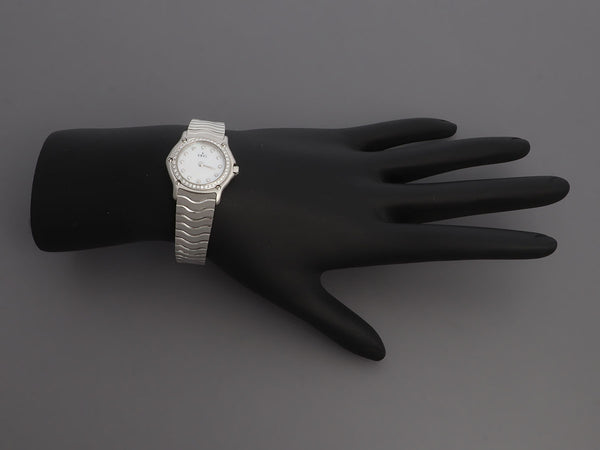 Ebel Stainless Steel Diamond Ladies Classic Wave Watch 24mm
