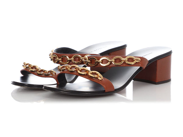 Giuseppe Zanotti Brown Chain Sandals - Ann's Fabulous Closeouts