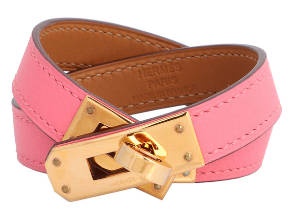 Hermès Rose Azalée Kelly Double Tour Bracelet - Ann's Fabulous