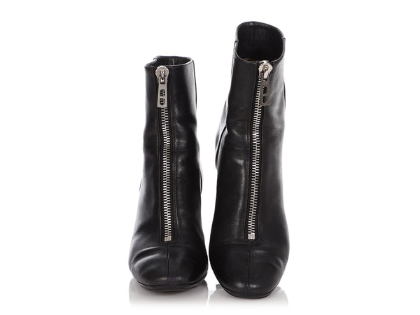 Hermès Black Leather New York Booties 70mm