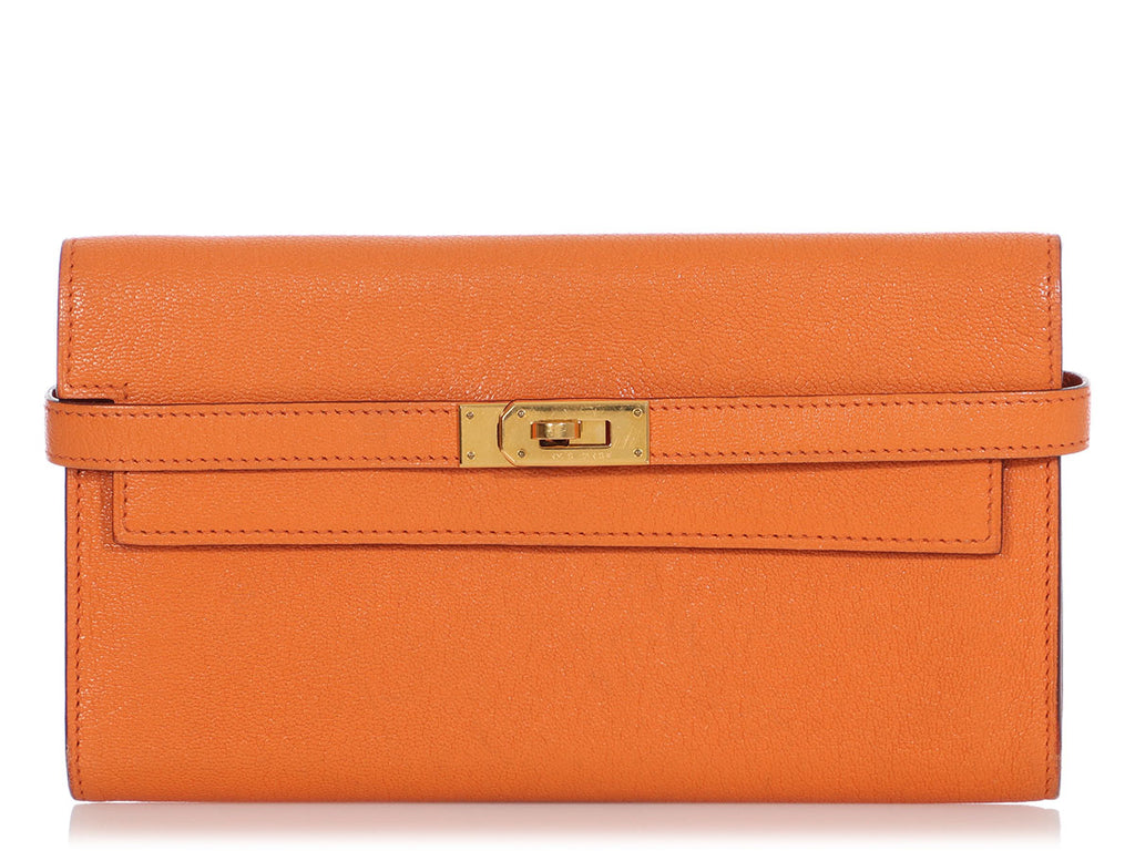 Hermès Orange Chèvre Kelly Long Wallet