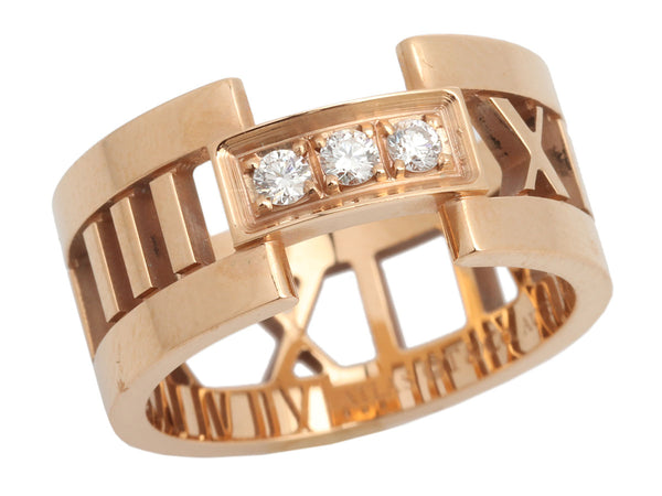 Tiffany 18K Rose Gold Three-Diamond Wide Open Atlas Ring