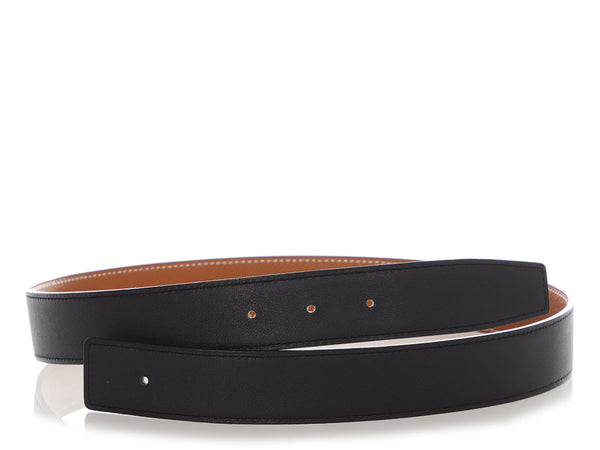 Hermès Black and Gold Reversible Belt Strap 32mm - Ann display picture 1