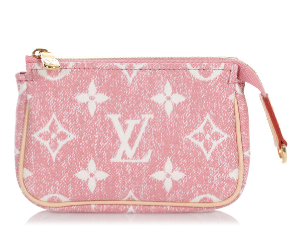 🔥NEW LOUIS VUITTON Micro Pochette Chain Wallet Monogram Denim Rose Pink  RARE❤️ 