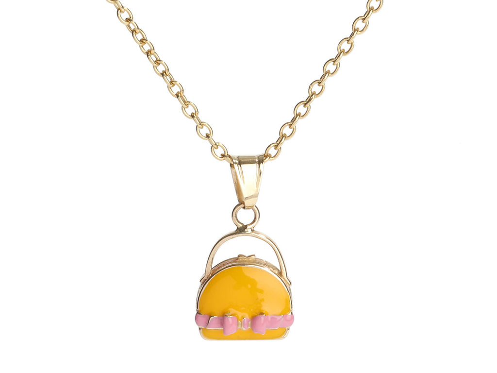 14K Yellow Gold Handbag Charm Pendant Necklace