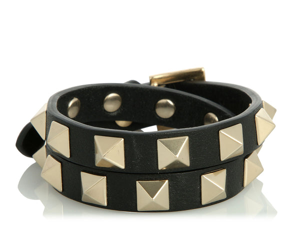 Valentino Black Rockstud Double Wrap Bracelet - Ann's Fabulous