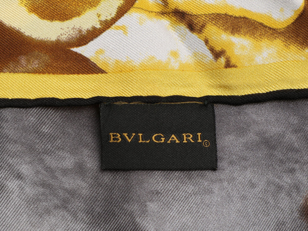 Bulgari Gold and Gray Jewels Silk Scarf