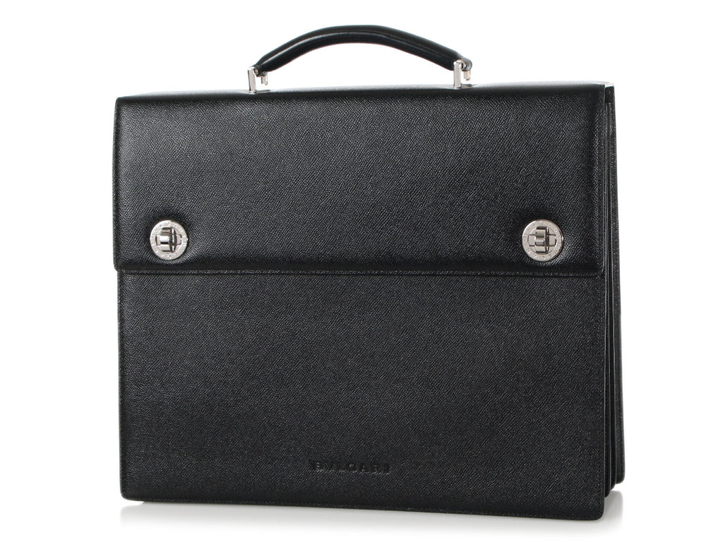 Bulgari Black Triple Gusset Briefcase