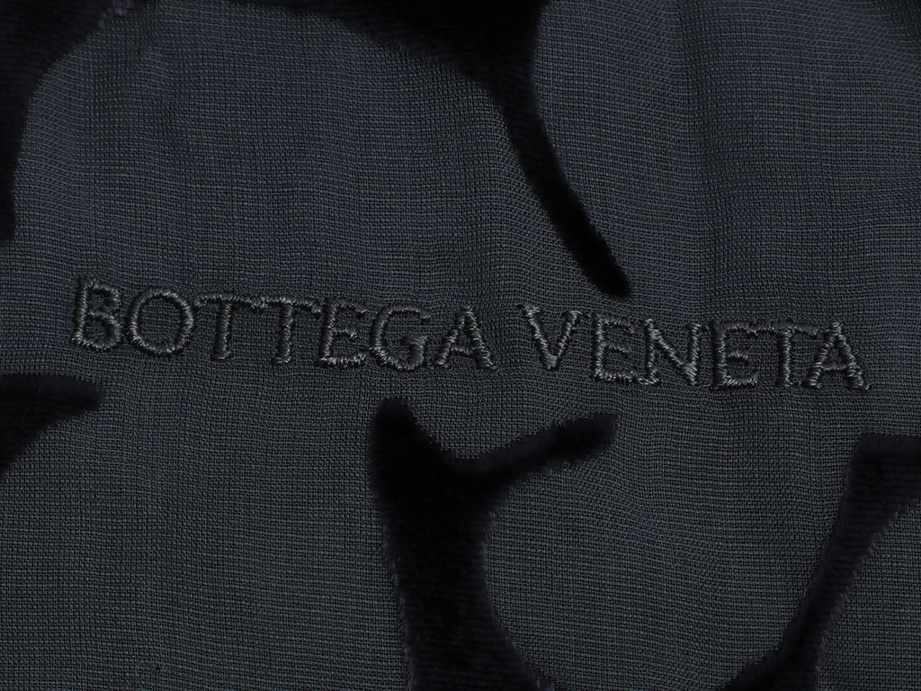 Bottega Veneta Navy Flocked Velvet and Chiffon Scarf