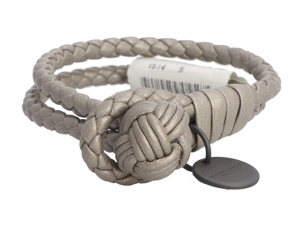 Bottega Veneta Outlet: Twist bracelet in nappa leather and silver - Grey