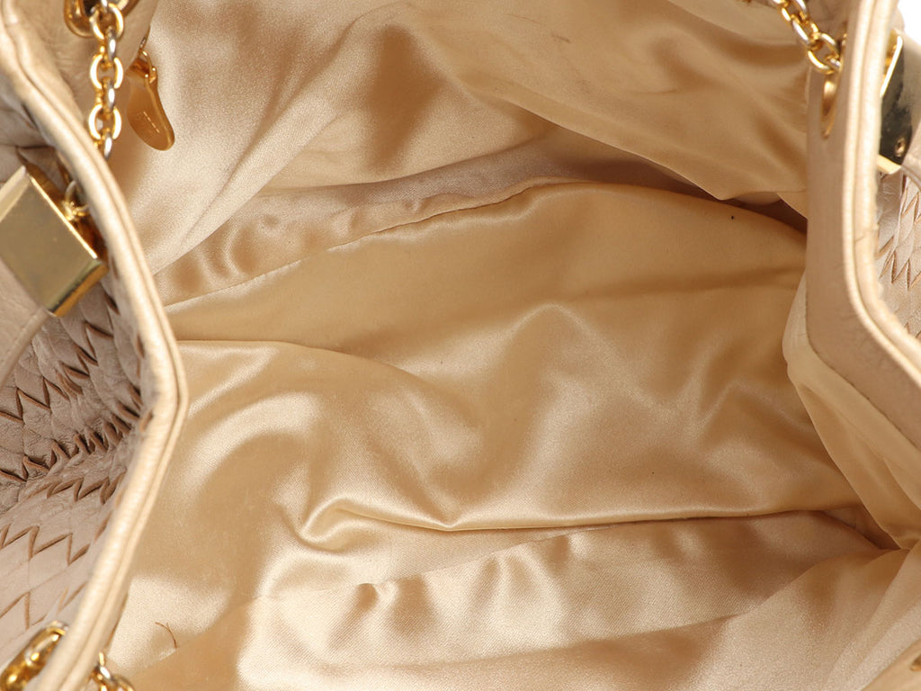 Bottega Veneta Vintage Gold Woven Crossbody Bag