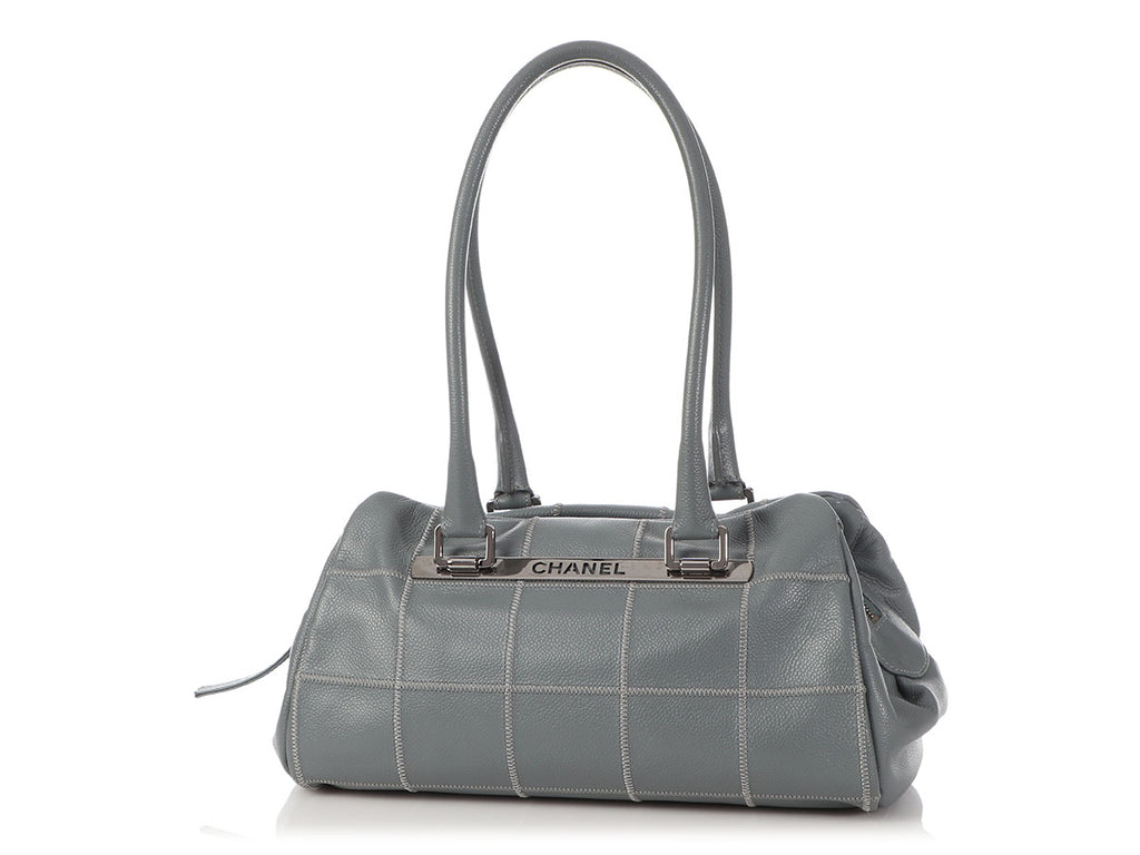 Chanel Gray Chocolate Bar-Quilted Caviar LAX Duffle