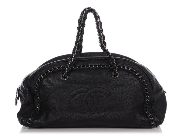 CHANEL Deerskin Luxe Ligne Medium Bowler Tote Metallic Khaki Handbag B –  Afashionistastore