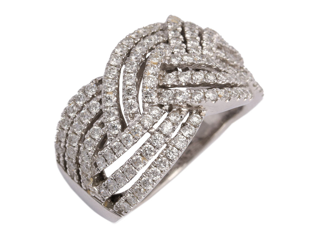 14K White Gold Diamond Woven Ring
