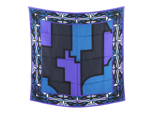 EMILIO PUCCI blue silk scarf with geometric print size 34"