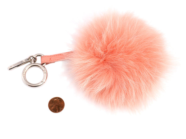 Fendi T-Letter Pompom Fox-Fur Bag Charm For Sale at 1stDibs