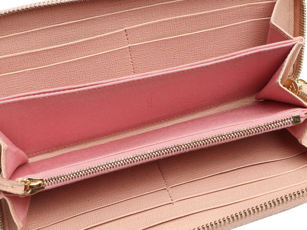 Fendi Pale Pink Vitello Elite Zip-Around Wallet