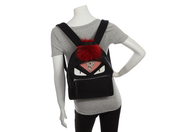 Fendi Medium Black Nylon Monster Backpack