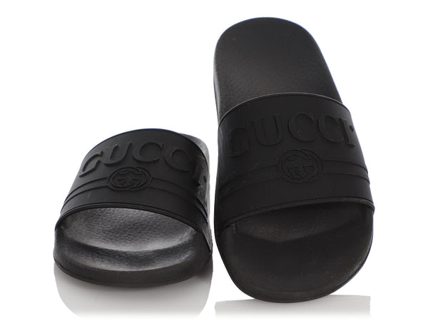 Gucci Black Rubber Pool Slides