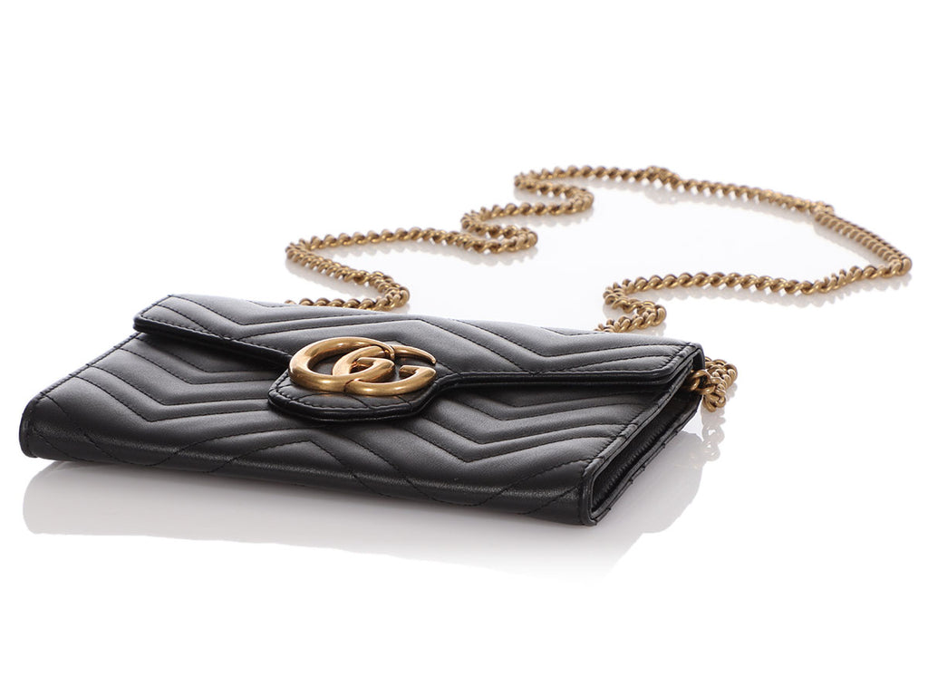 Gucci Black Marmont Wallet on a Chain