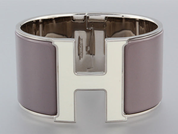 Hermès White and Plum Clic H Bracelet