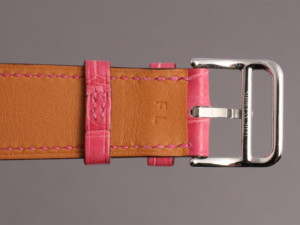 Hermès Pink Alligator H Hour MM Watch Strap