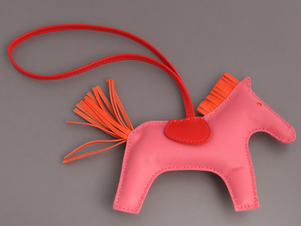 Hermès Lambskin Rose Jaipur Grigri Rodeo Horse Bag Charm PM