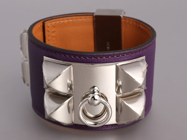 Hermès Mauve Sylvestre Swift Collier de Chien 24 CDC Bracelet