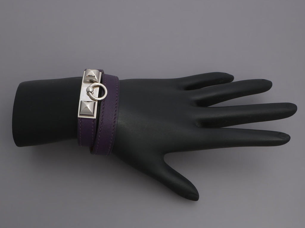 Hermès Purple Swift Rivale Double Tour Bracelet