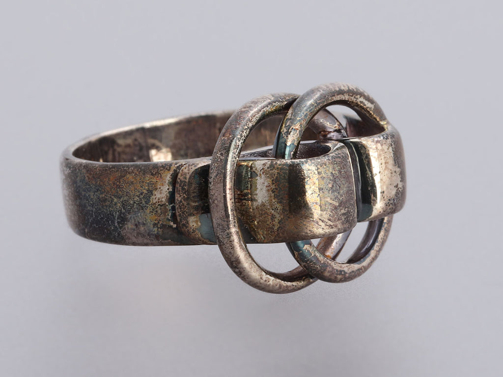 Hermès Vintage Sterling Silver Deux Anneaux Band Ring
