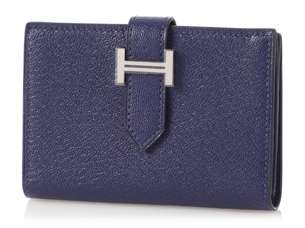 Hermès Bleu Encre Chèvre Béarn Card Holder