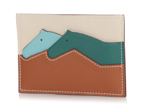 Hermés Blue Leather Les Petits Chevaux Card Holder at 1stDibs