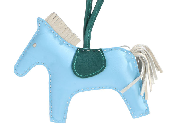Hermes Blue Azteque Milo Lambskin Grigri Rodeo Horse Bag Charm MM