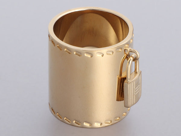 Hermès Gold Cadena Lock Charm Scarf Ring - Ann's Fabulous Closeouts