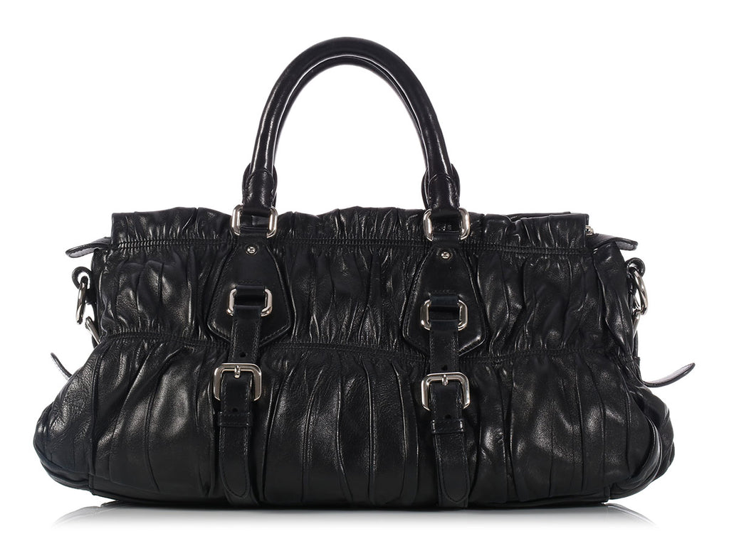 Prada Black Ruched Gaufre Bag