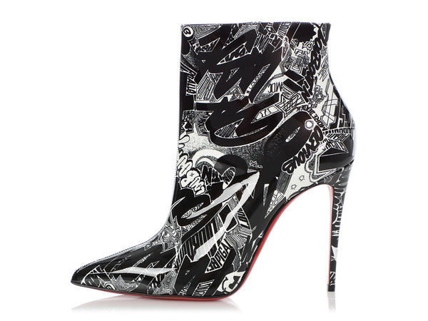 Christian Louboutin Black Embroidered Fabric So Kate Ankle Booties