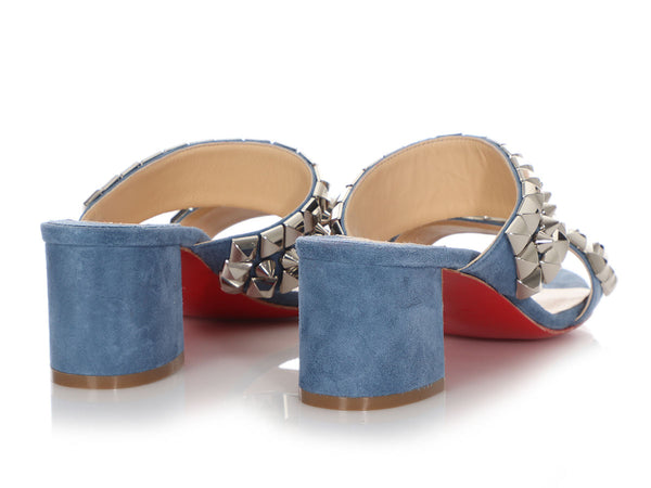 Christian Louboutin Blue Suede Tina Goes Mad Studded Sandals