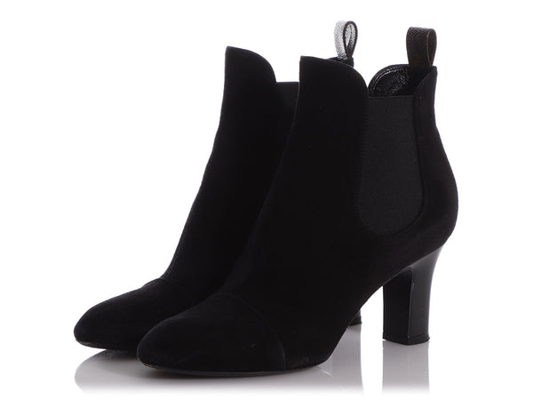 Louis Vuitton Black Suede Uniform Ankle Boots Size 39 For Sale at