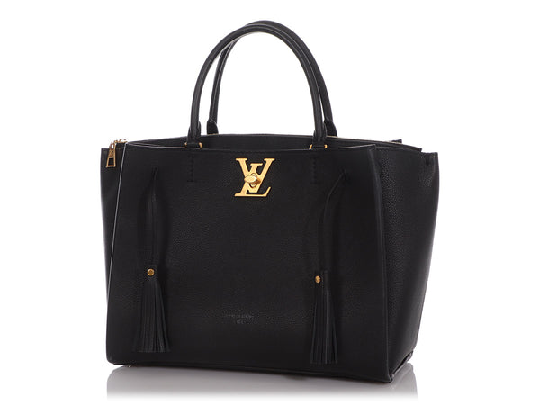 Louis Vuitton Lockmeto Calfskin Leather Tote Bag Black