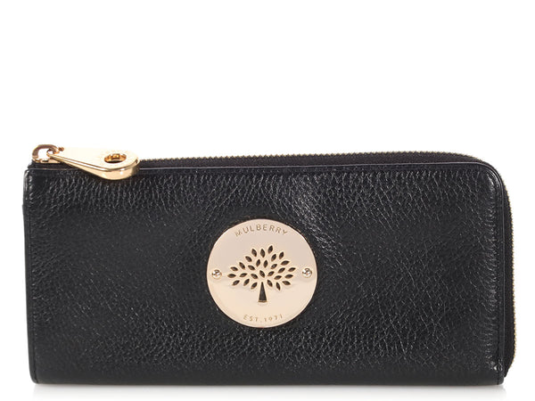 Mulberry Black Long Zippy Wallet - Ann's Fabulous Closeouts