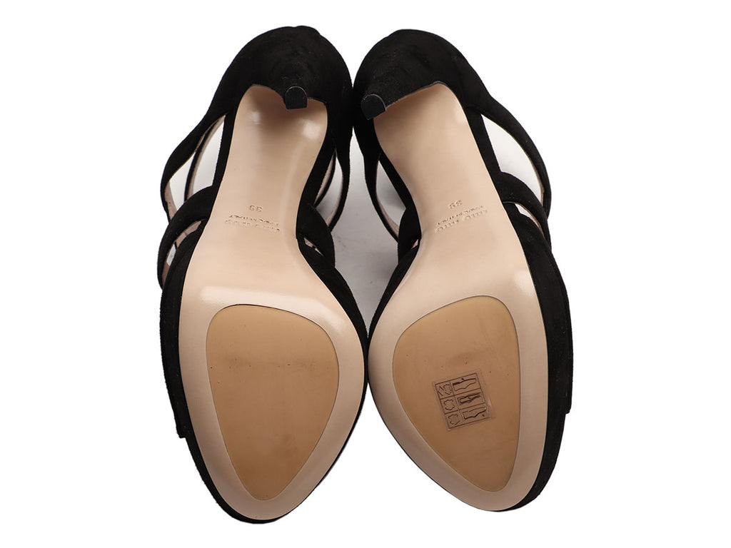 Miu Miu Black Suede Platform Sandals