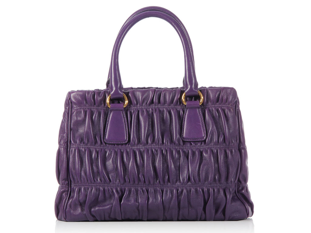 Prada Small Ruched Violet Tote