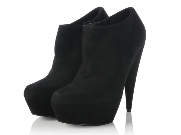 Christian Louboutin Black Suede Platform Ankle Length Boots Size