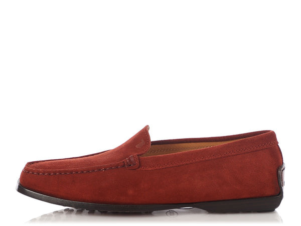 Men's Hugo Boss Red Suede Driver Loafers Shoes