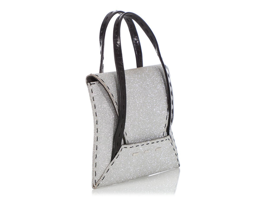 VBH Silver and Black Manilla Glitter Handle Bag