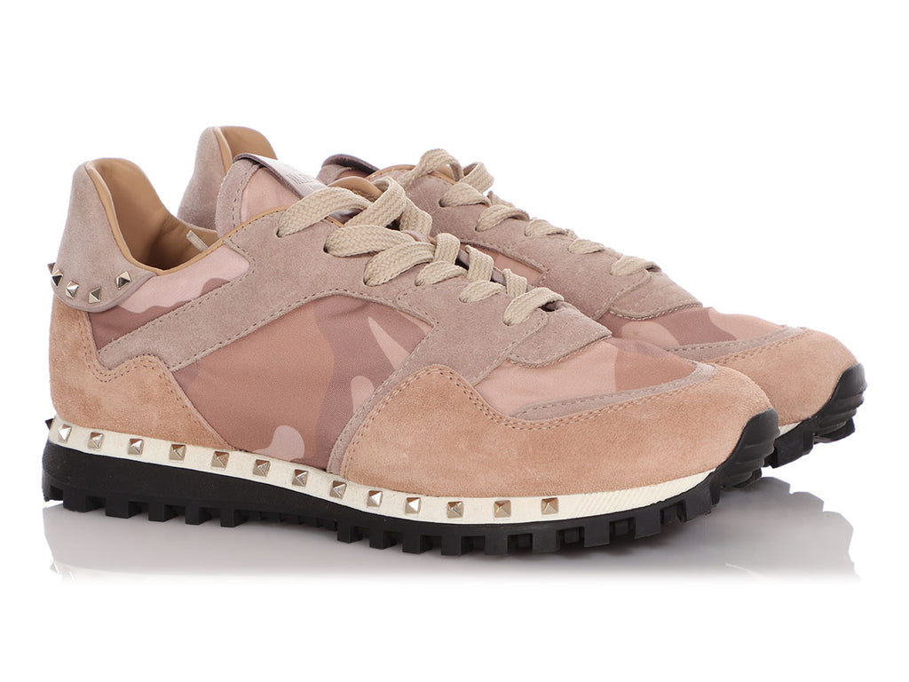 Valentino Suede and Camo Rockstud Sneakers