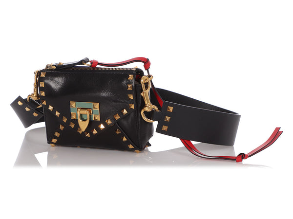 Valentino Large Black Rockstud Spike Chain Bag - Ann's Fabulous Closeouts