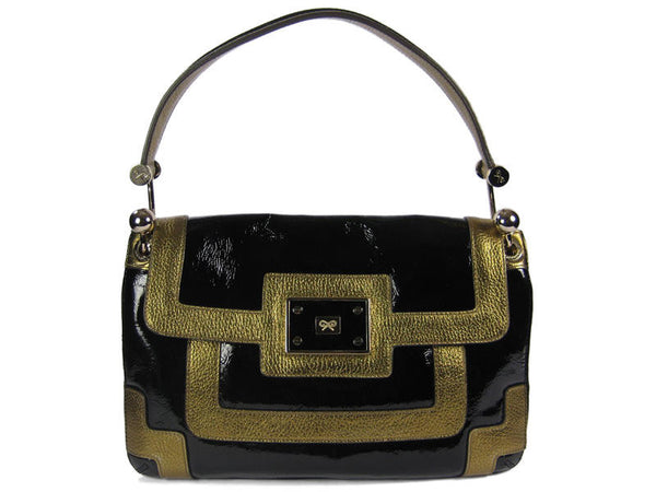 anya hindmarch leather backpack Anya Hindmarch Black Patent Lautner