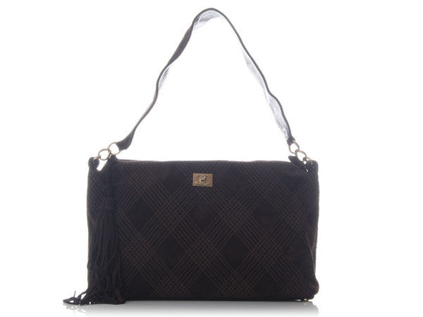 Chanel Brown Suede Shoulder Bag